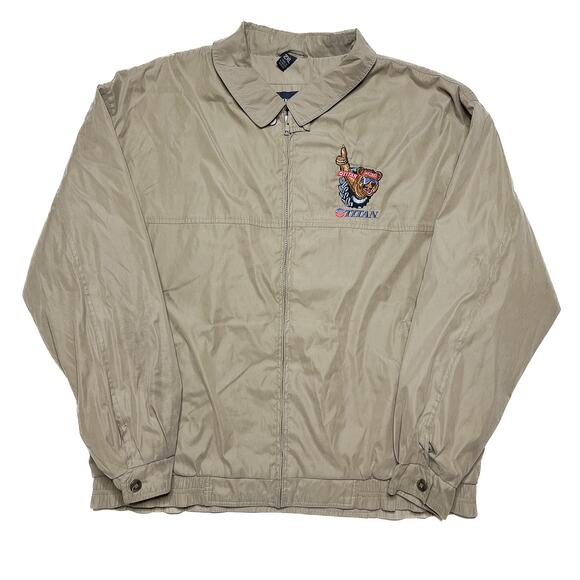 Time Out Vintage Titan Grizzly Bear Embroidered Jacket Tan Soft Shell Men's 2X - Picture 1 of 8